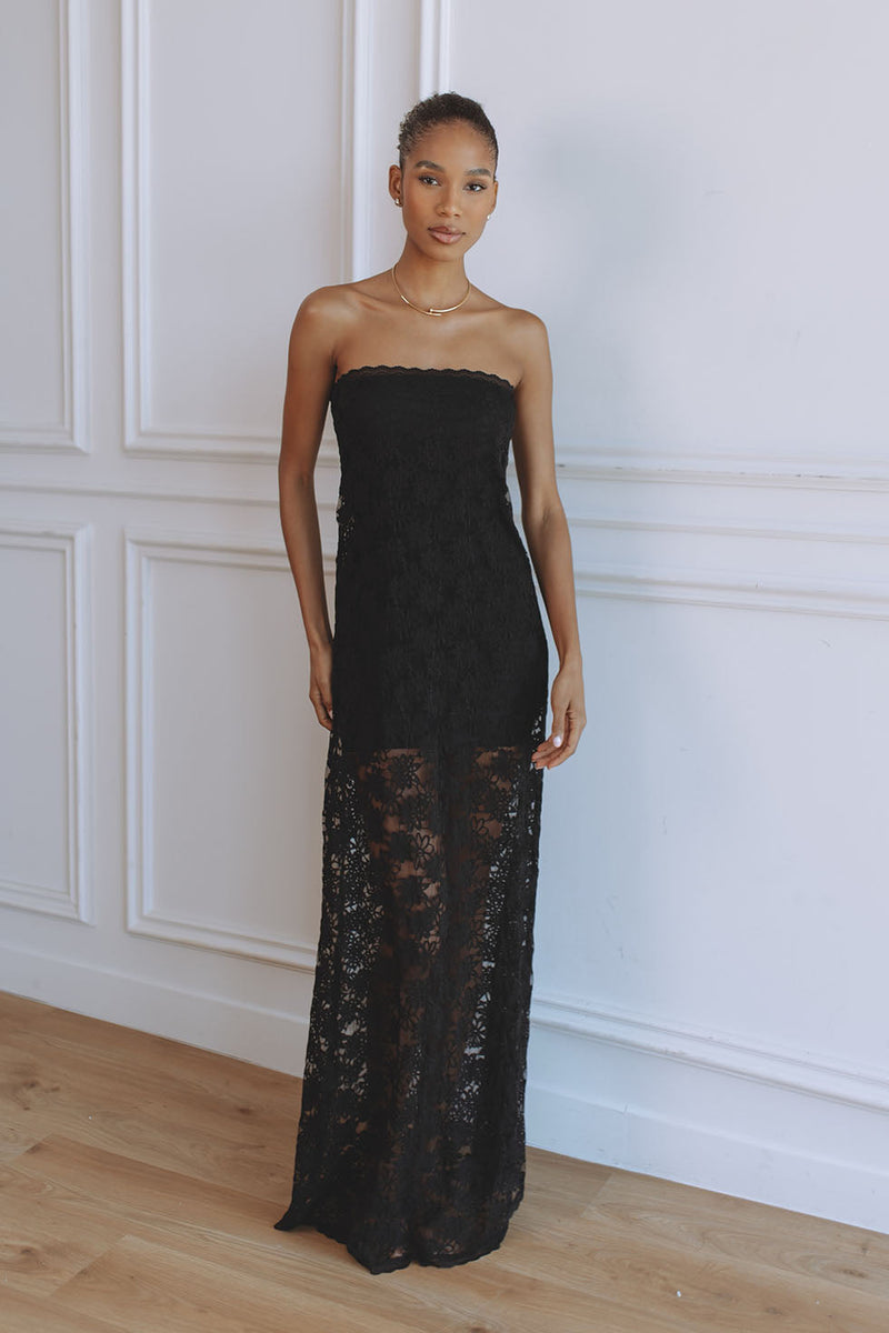 knee length dresses for ladies Kinera Strapless Lace Maxi Dress