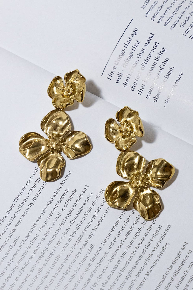 GOLD PLATED GRAND FLEUR EARRINGS