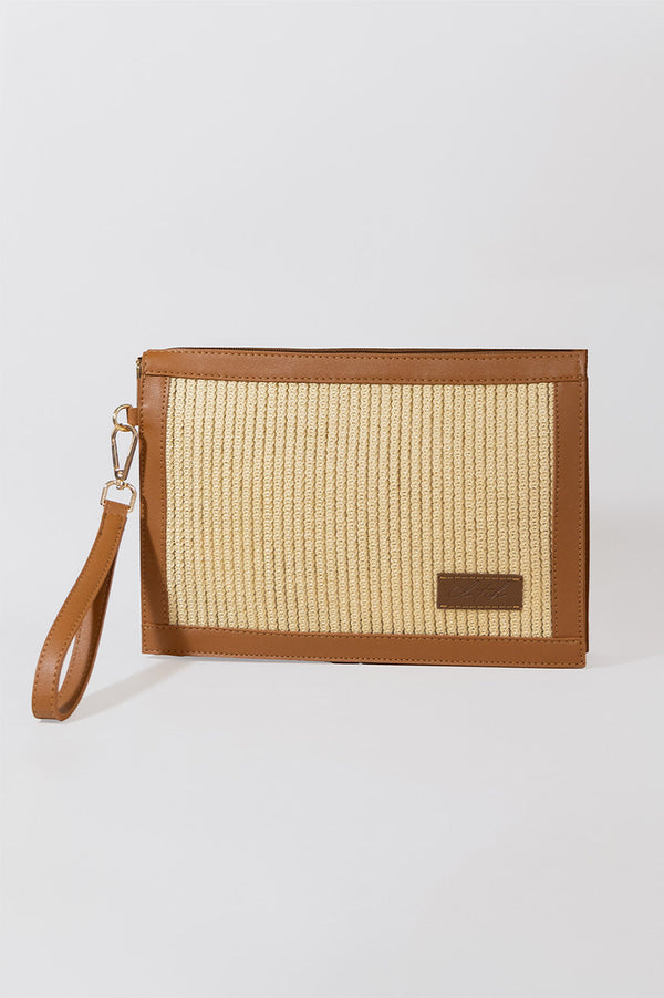 DUBAI RAFIA CLUTCH - TAN