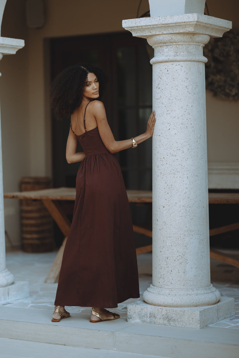 ZEPHY MAXI DRESS - CHOCOLATE