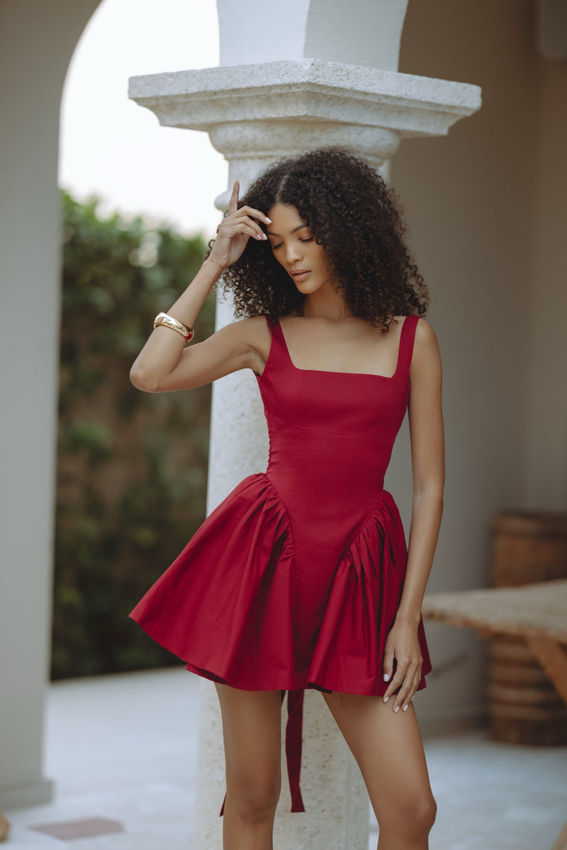 BELIZA MINI DRESS - WINE