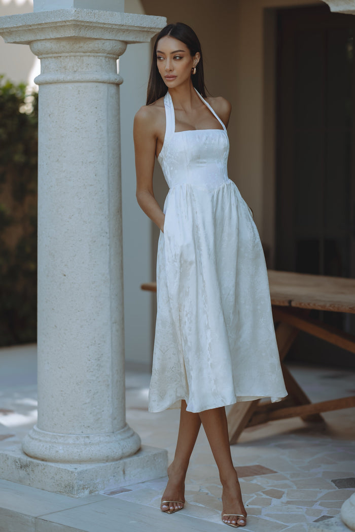 KATARINA MIDI DRESS - IVORY/JACQUARD