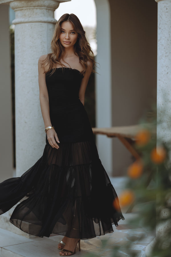 AZURA STRAPLESS MAXI DRESS - BLACK