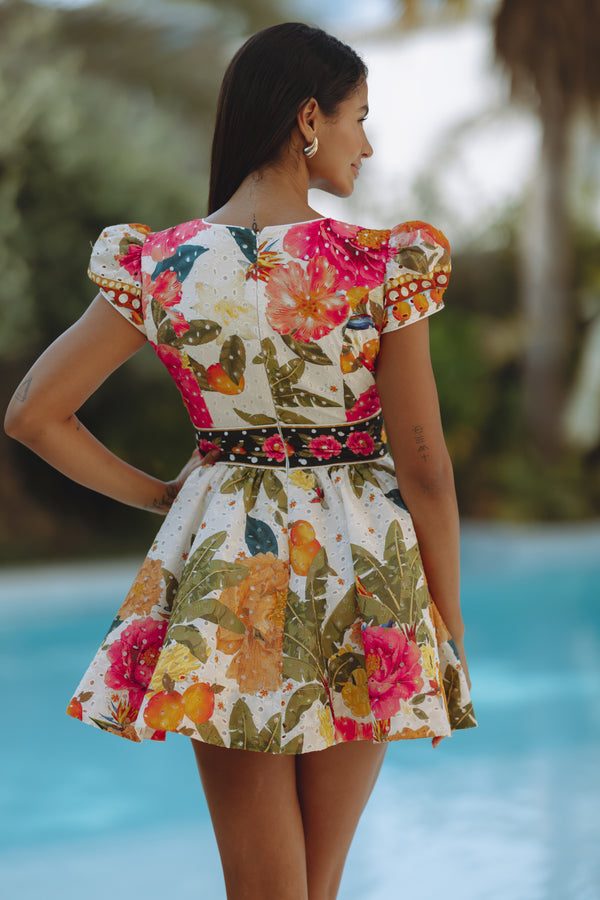 JADA MINI DRESS - TROPICAL ORCHARD BLOSSOM