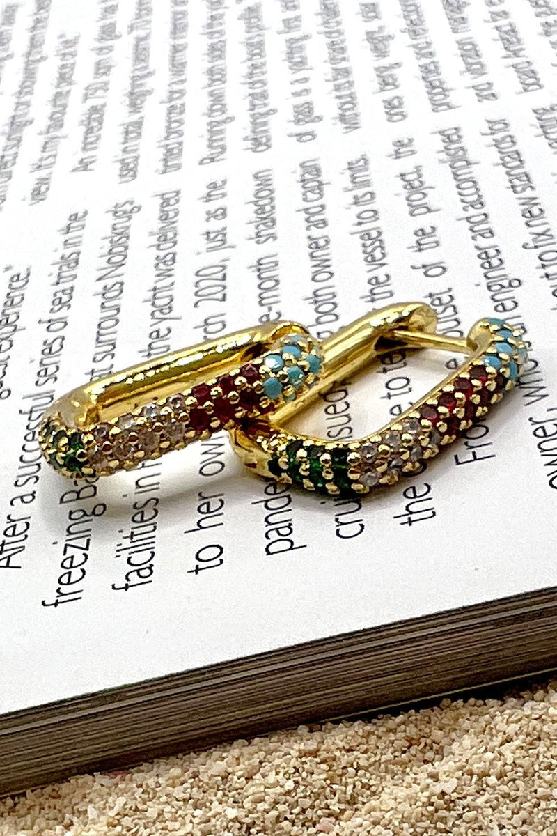 GOLD PLATED MINI HABIBA EARRINGS - RAINBOW