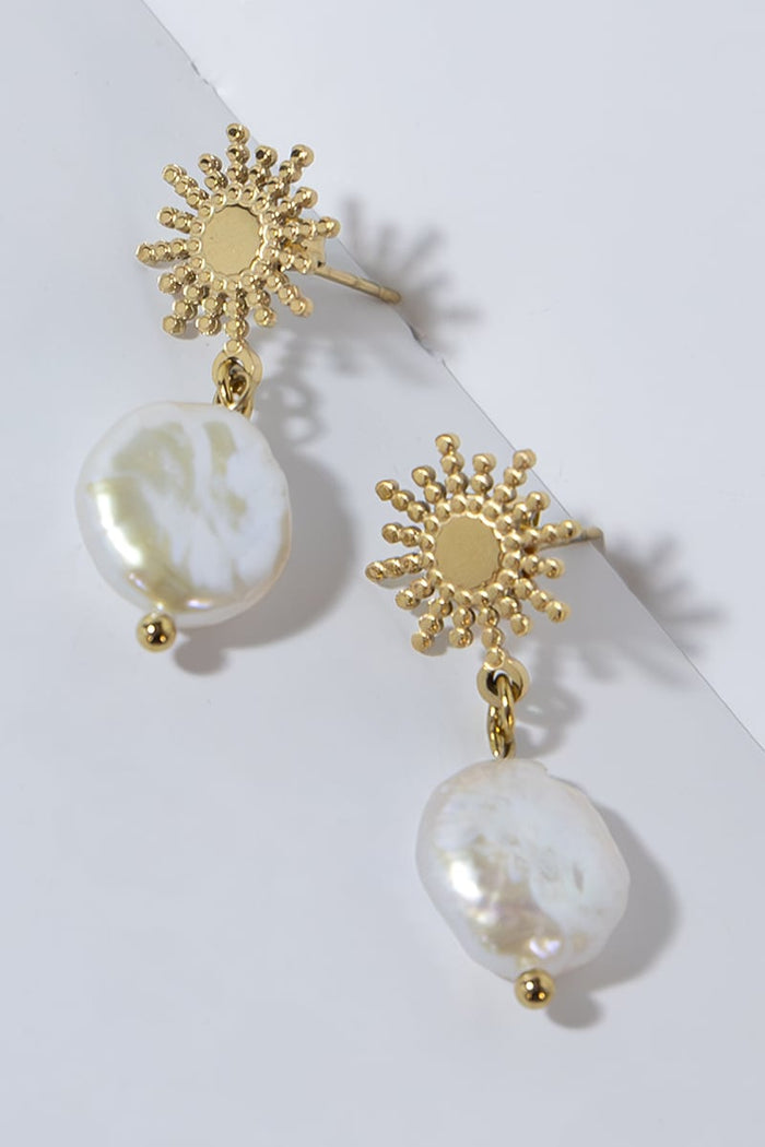 GOLD PLATED NATURAL PEARLS SUNNY EARRINGS