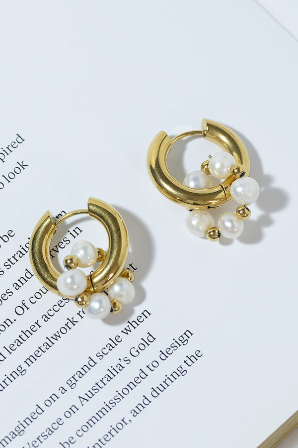 GOLD PLATED ROUND PEARLS EARRINGS