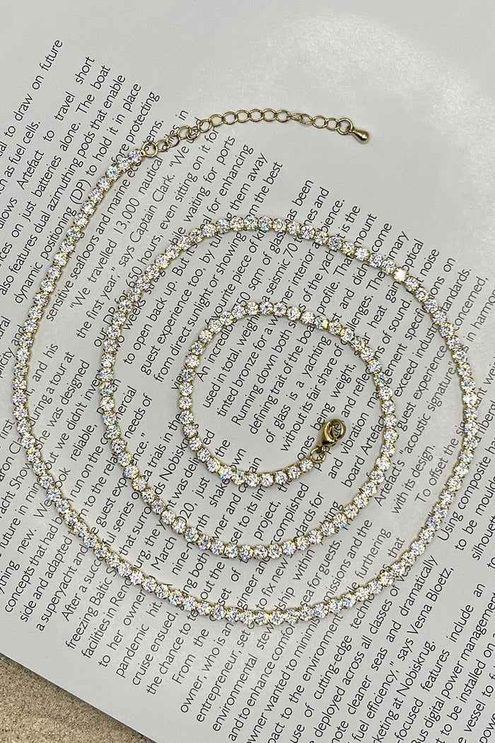 GOLD PLATED LONG STORY CRYSTAL NECKLACE/BRACELET - GOLD TONE