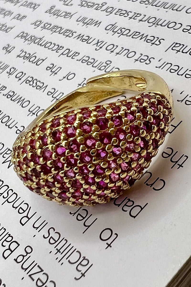 GOLD PLATED HABIBTI RING - MAGENTA