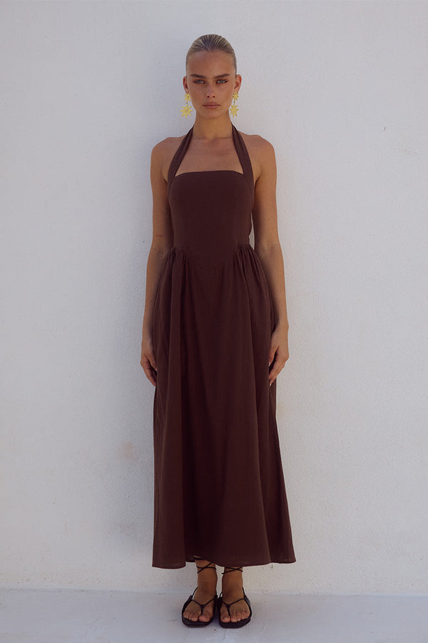 LOCKLEA MIDI DRESS - CHOCOLATE