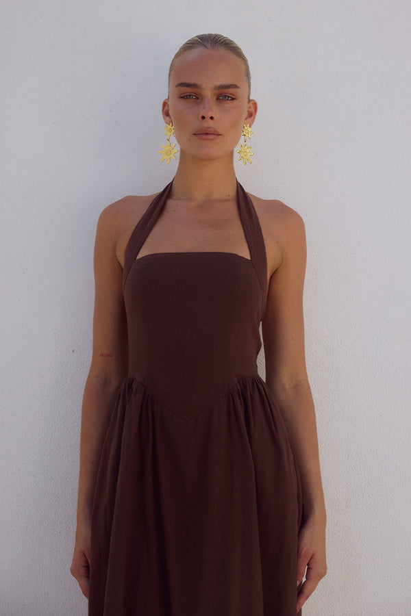 LOCKLEA MIDI DRESS - CHOCOLATE