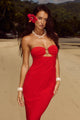 MARIA STRAPLESS MAXI DRESS - RED