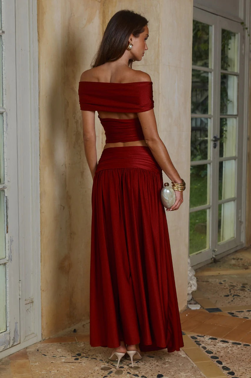 NIVALI OFF SHOULDER TOP - CHERRY – CHIC LE FRIQUE - USA