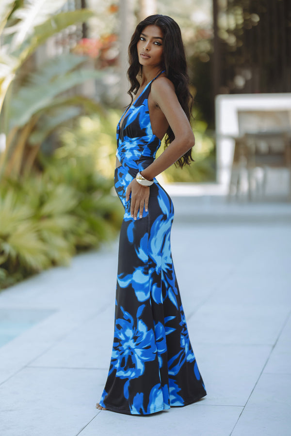 HALSTON MAXI DRESS - AGAVE BLUE