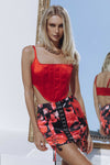 INFATUATION MINI SKIRT - RED FLORAL