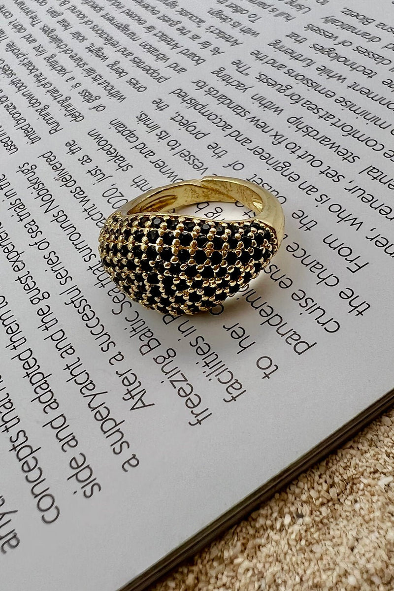 GOLD PLATED HABIBTI RING - BLACK