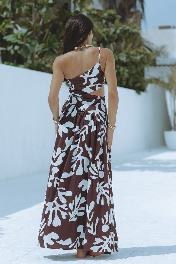 AKELI MAXI DRESS - CHOCOLATE BOTANICA