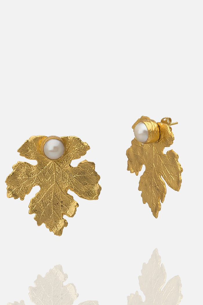 GRAPE LEAVES GOLD PLATED EARRINGS