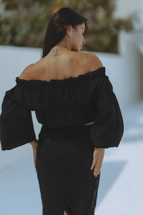 TAMSYN OFF SHOULDER TOP - BLACK