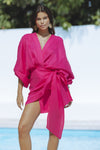 ROMARA LINEN DRESS - HOT PINK