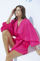 ROMARA LINEN DRESS - HOT PINK