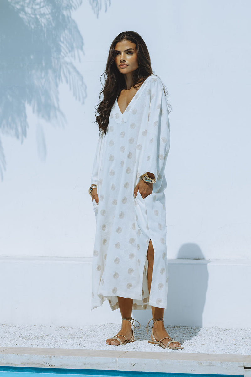 MISHA LINEN KAFTAN - NAUTILUS SHELL