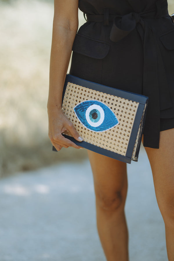 DUBAI CLUTCH - NAVY OVAL EYE