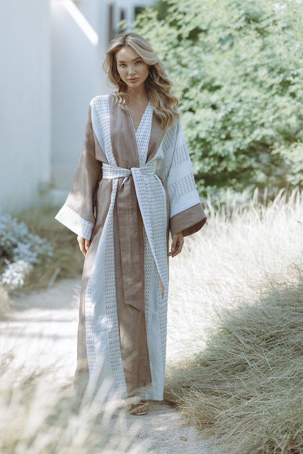 Off White Robe ARIA ROBE - TAN/OFF WHITE