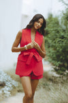 MYLAH LINEN VEST - MUNSELL RED