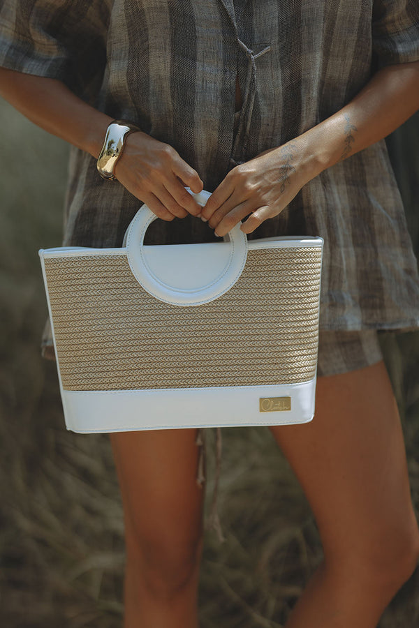 BELLA RAFFIA BAG - WHITE