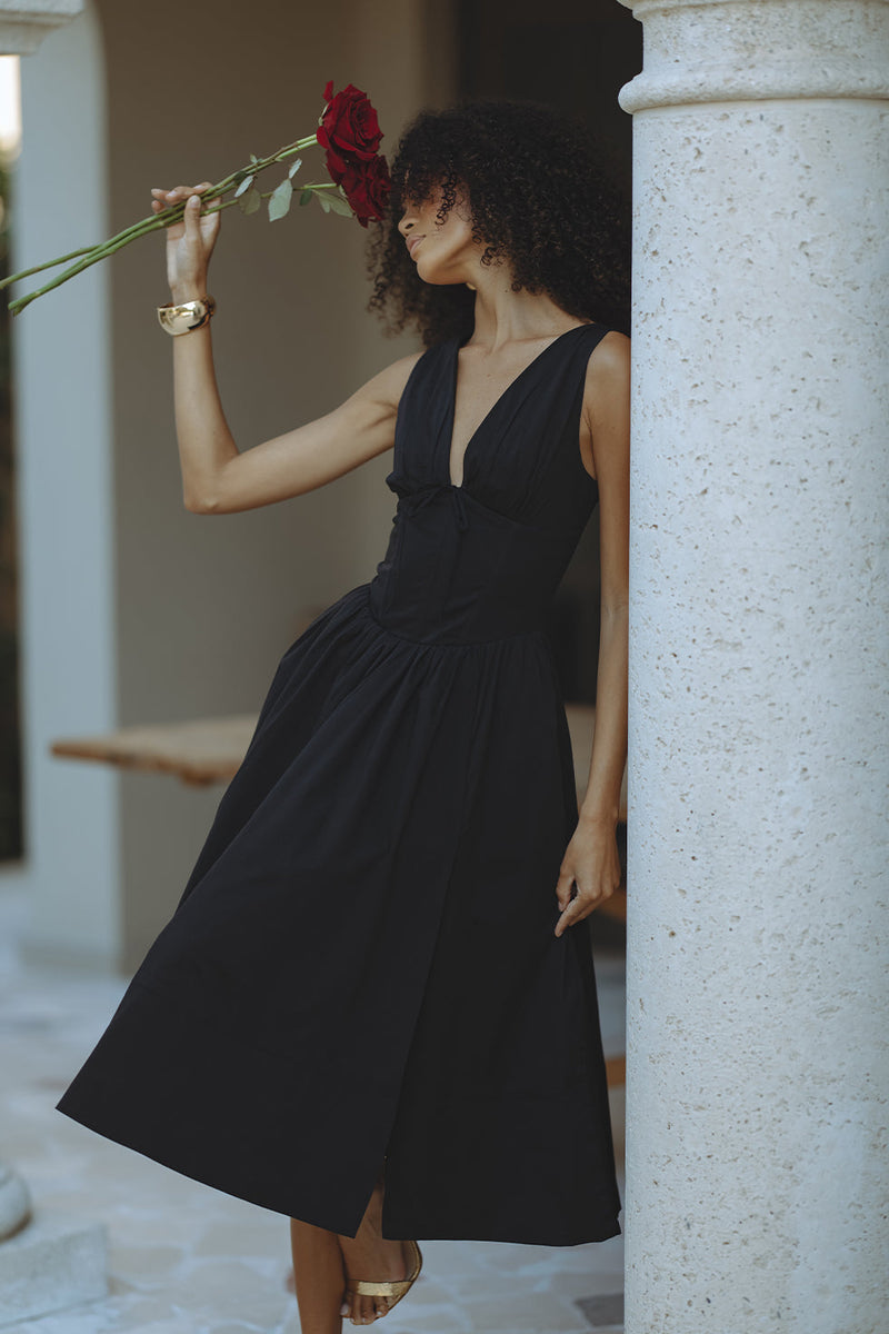 SIREN MIDI DRESS - BLACK