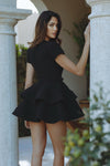 LUCINDA TWEED MINI DRESS - BLACK