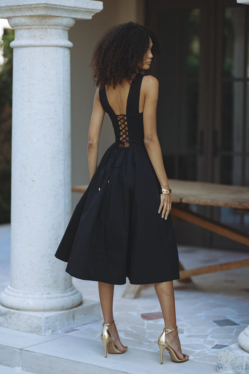 SIREN MIDI DRESS - BLACK