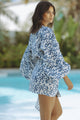 ROMARA LINEN DRESS - BLUE LEAF PRINT