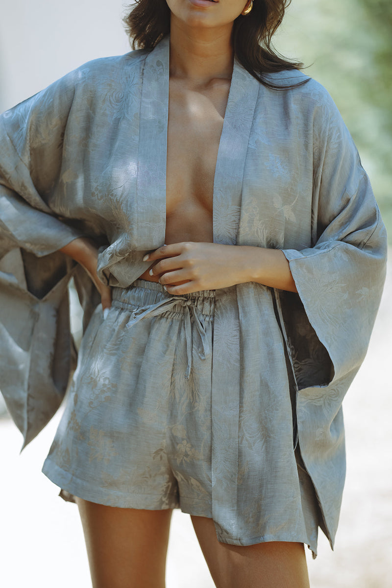 OSAKA LINEN KIMONO SET - GREY