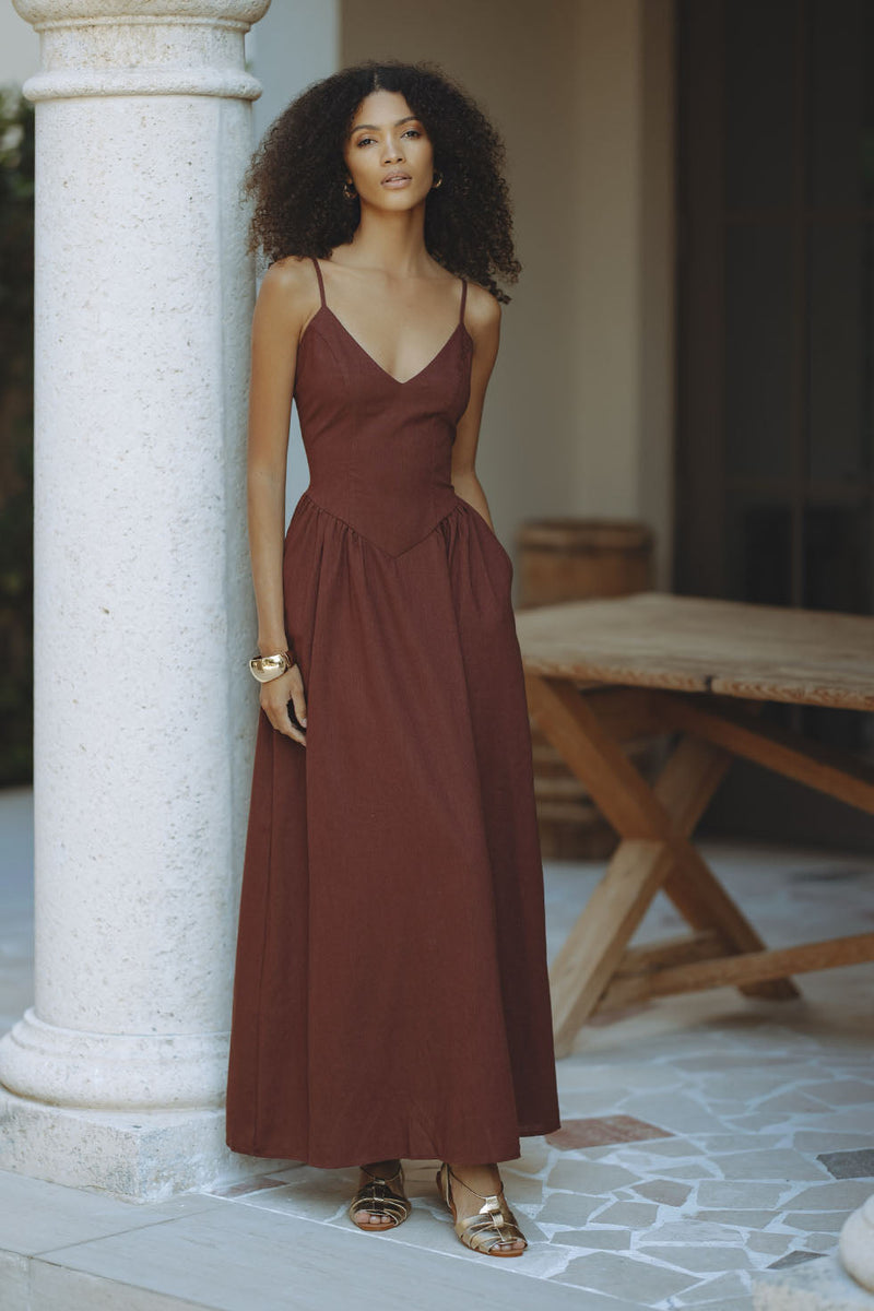 ZEPHY MAXI DRESS - CHOCOLATE