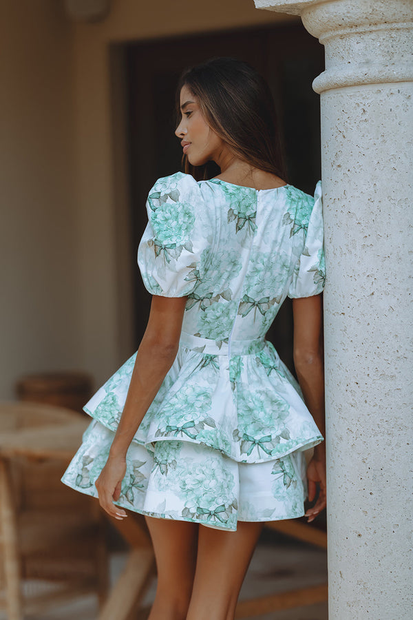 AUBRINA MINI DRESS - GARDEN BLOOM/GREEN