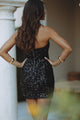 ELENI VELVET SEQUIN MINI DRESS - BLACK