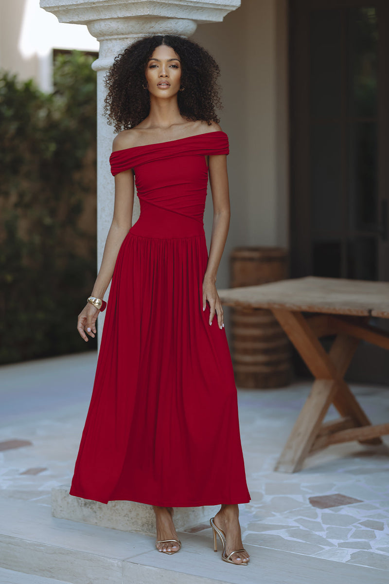 MANALLA MAXI DRESS - CHERRY