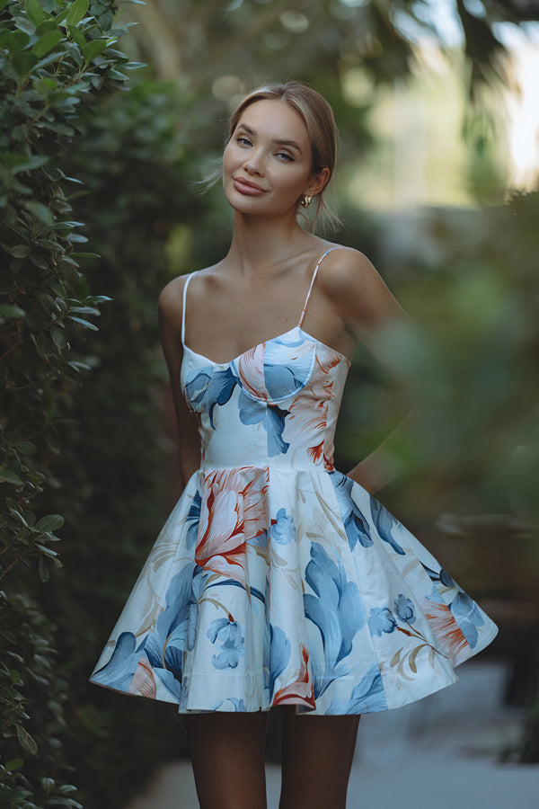 MALLORY MINI DRESS - AZURE BLOOM