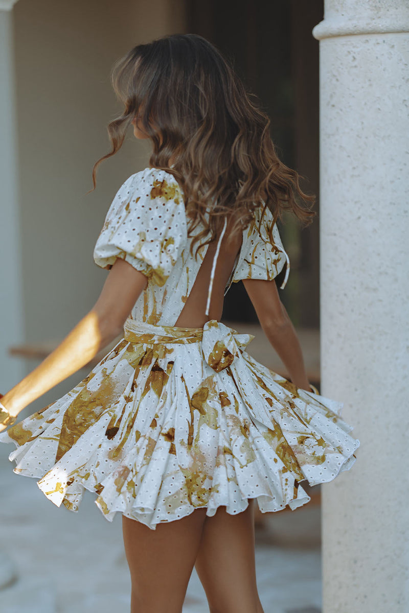 WINONA DRESS - OFF WHITE/TAN