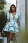 AUBRINA MINI DRESS - GARDEN BLOOM/GREEN