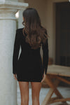 AUDRINA VELVET MINI DRESS - BLACK