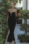 ELVIRA VELVET MAXI DRESS - BLACK