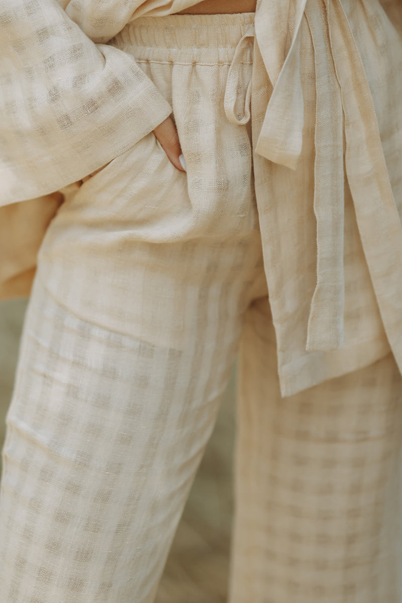 CASEY LINEN SET - BEIGE/CHECK