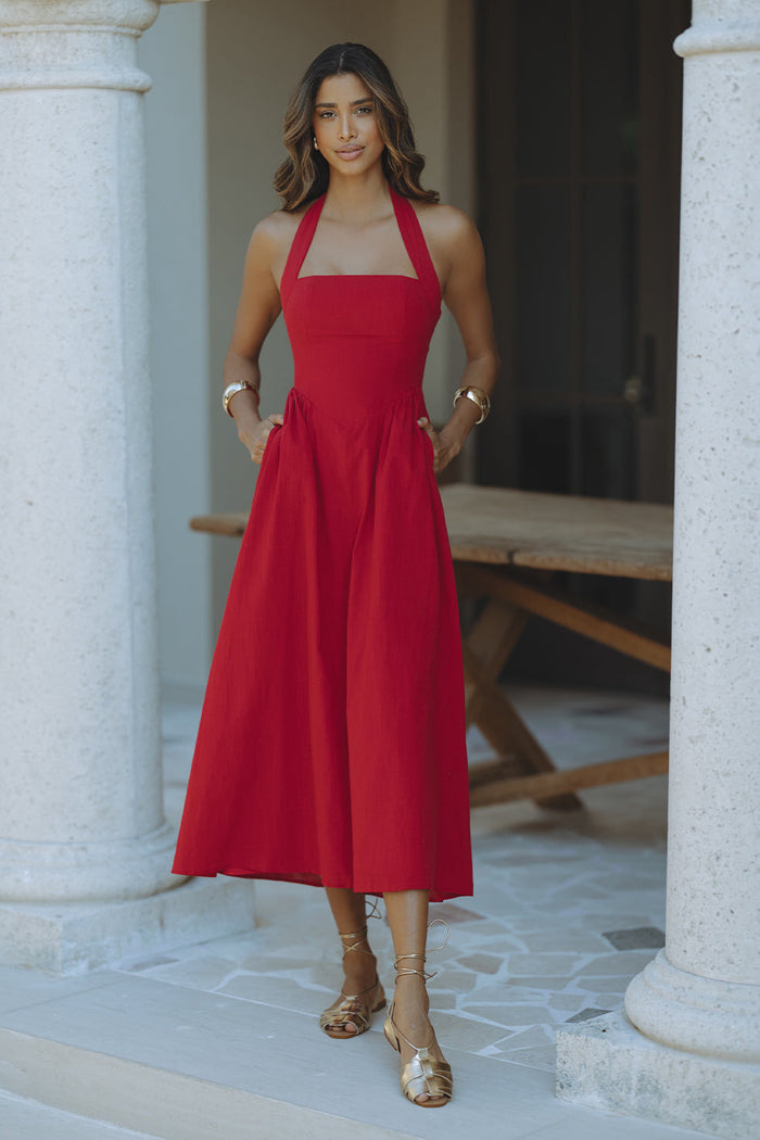 LOCKLEA MIDI DRESS - CHERRY