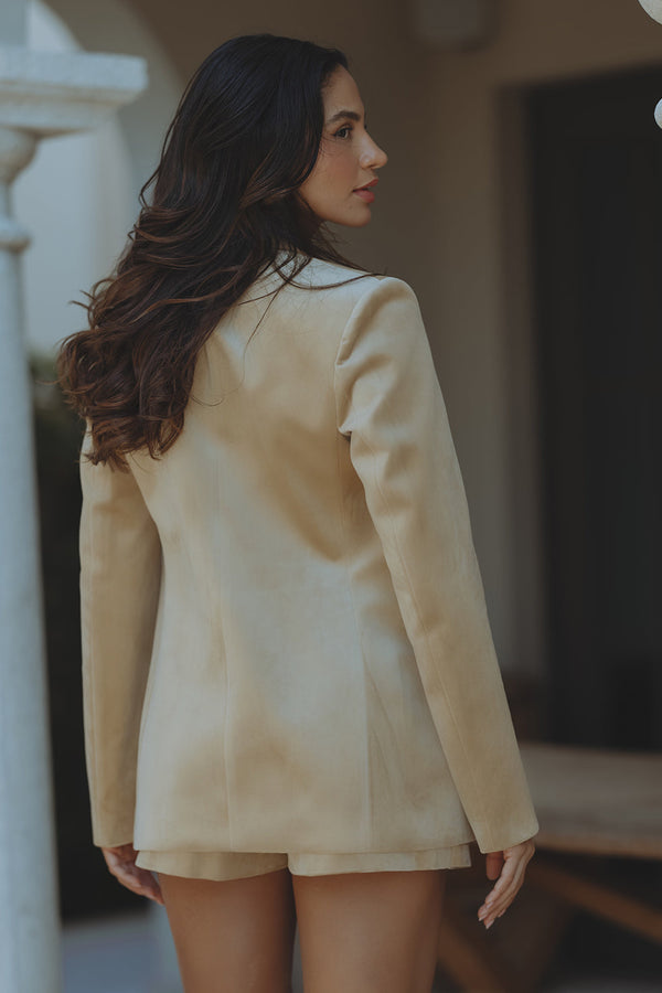 ISOBEL VELVET BLAZER - BEIGE