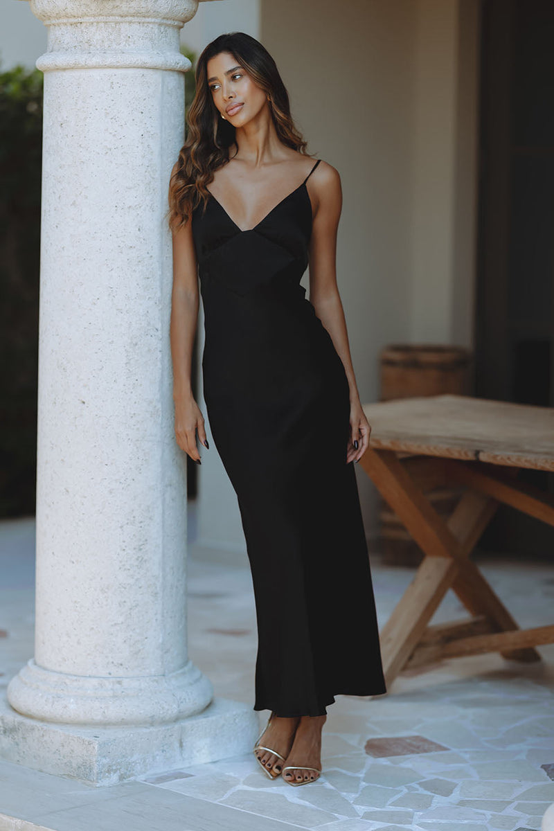 CAPRI SLIP DRESS - BLACK