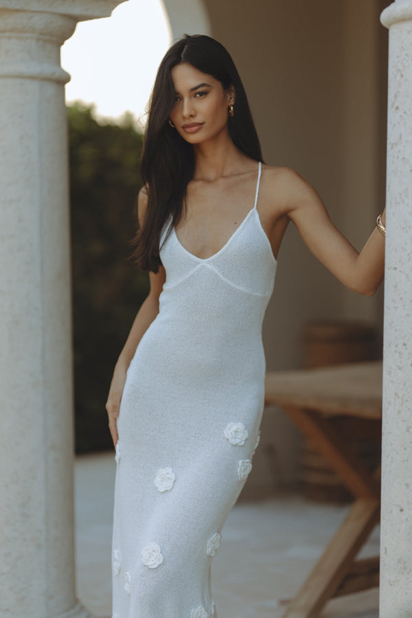 BRODY HALTER KNIT DRESS - IVORY