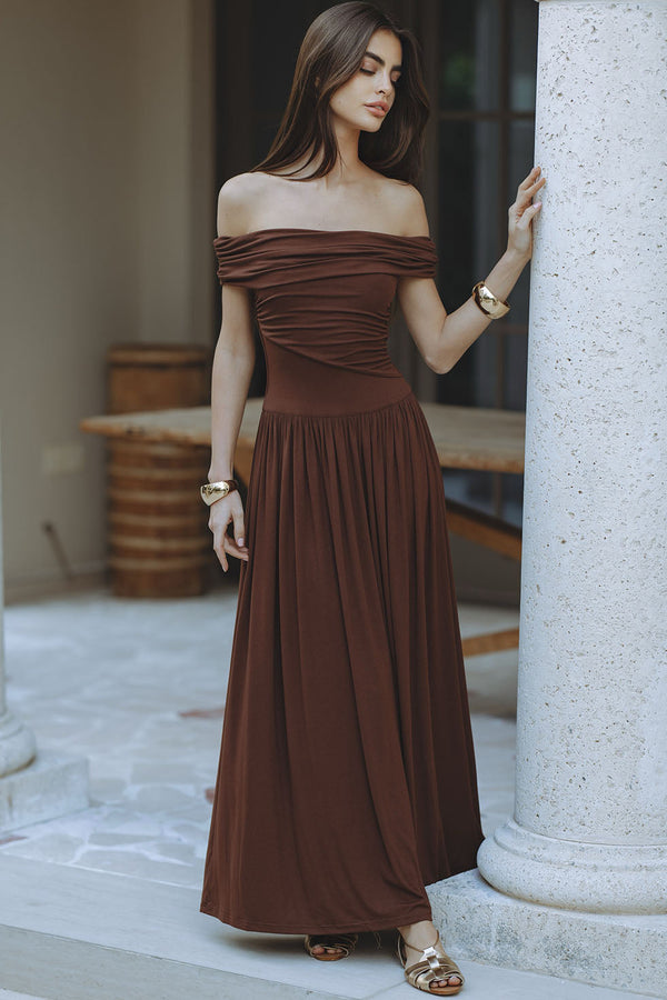 MANALLA MAXI DRESS - BROWN